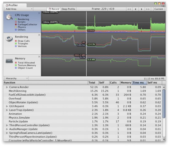 Unity3D高级手册:分析器(Profiler)