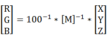 XYZ转rgb公式